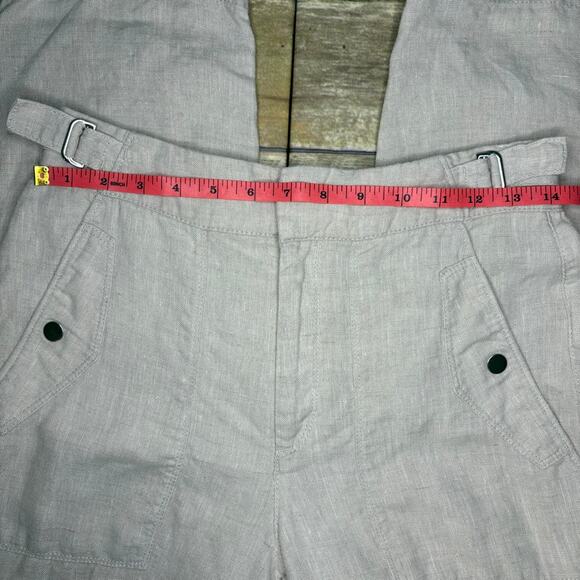 Athleta 100% Linen Woven Tan Relaxed Straight Leg Beachy Trousers Womens Sz 4 - Picture 3 of 10